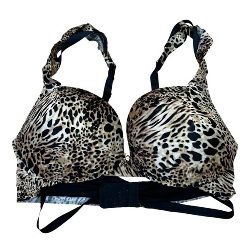 Victoria Secret Very Sexy Push Up Bra Leopard Cheetah Black Gem Underwire 34D
